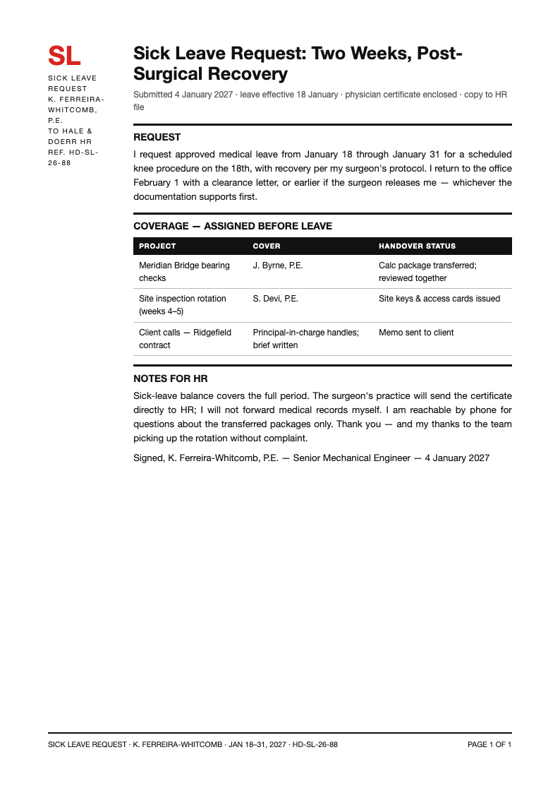 Swiss international sick leave